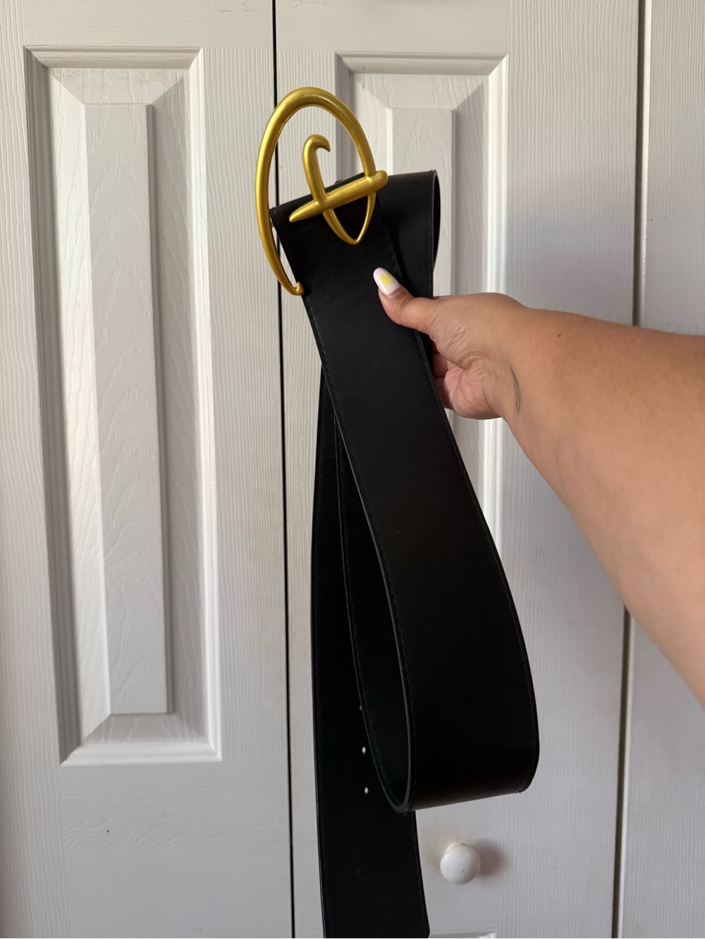 Wide Black Leather Belt with Disney Buckle